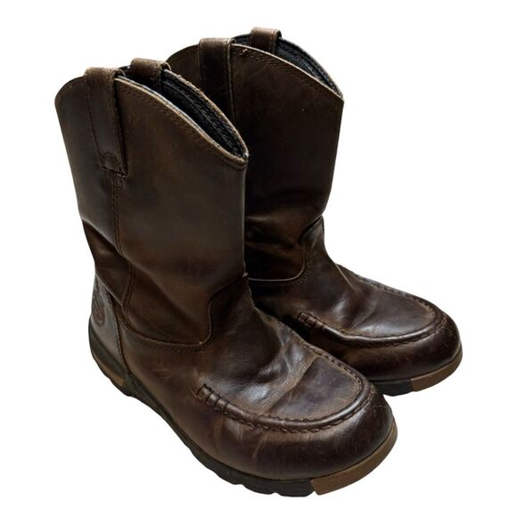 Georgia Boot Big Kids 7 Inch Pull On Brown Boots Size 3.5 - Picture 1 of 8